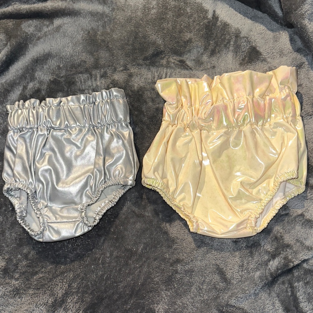 Shimmering Silver and yellow Baby Bloomers
